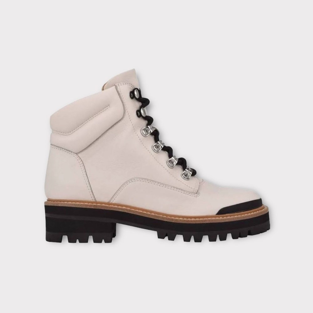 Marc Fischer Ivory Leather Idaran Combat Boots - Picture 2 of 7
